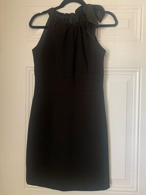 Ann Taylor Black Halter Tie-Neck Crepe Formal Dress Size 4